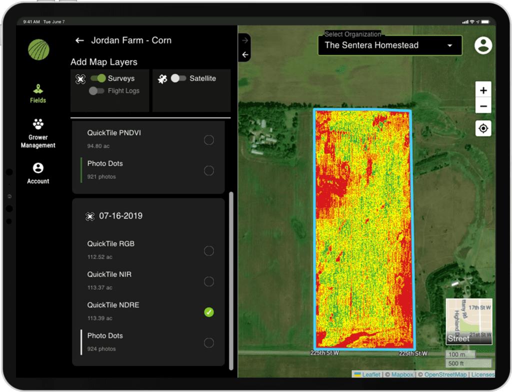 Crop health with NDRE on ipad precision ag software