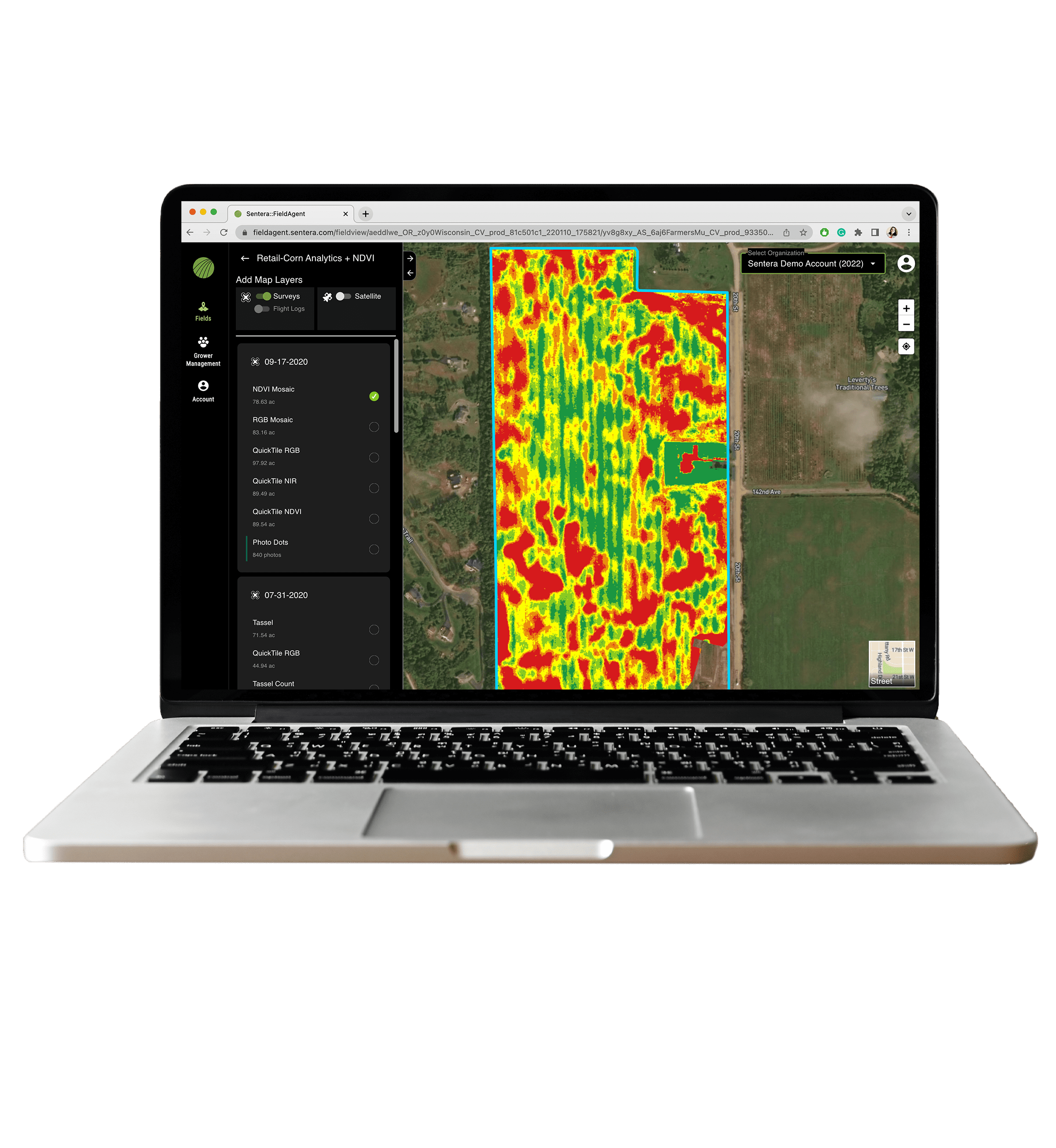 NDVI Imagery on Laptop