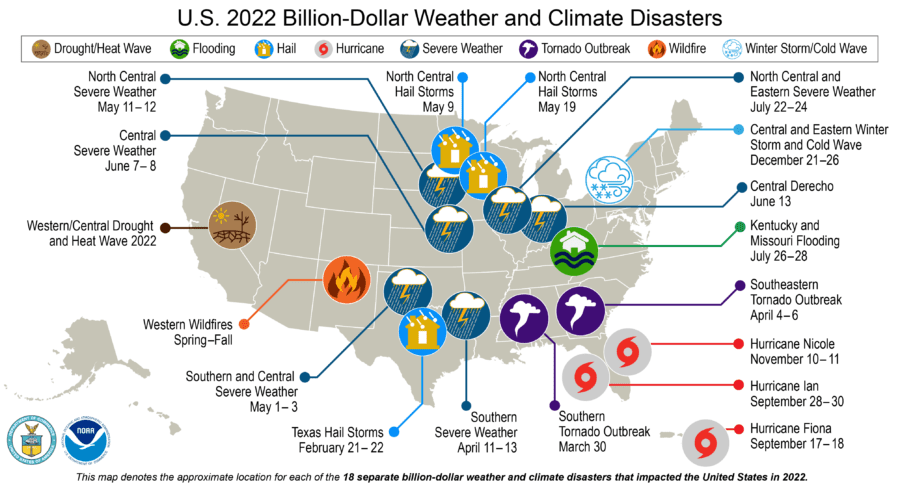 Data showcasing the weather & climate disasters of 2022
